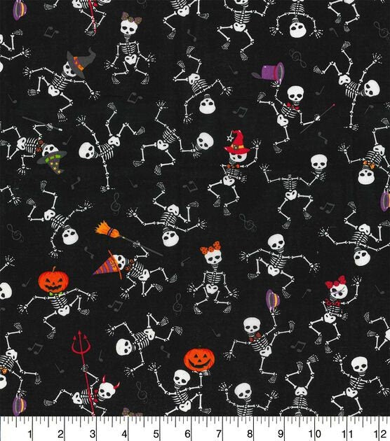 Quilting Cotton Party Skeletons Halloween Fabric by the Yard