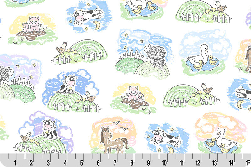 Cuddle Fabric Pastel Goodnight Farm Lullaby