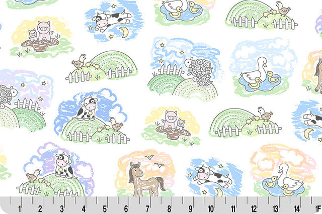Cuddle Fabric Pastel Goodnight Farm Lullaby