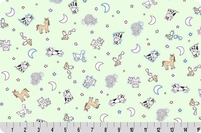Quilting Cuddle Fabric Pastel Goodnight Farm