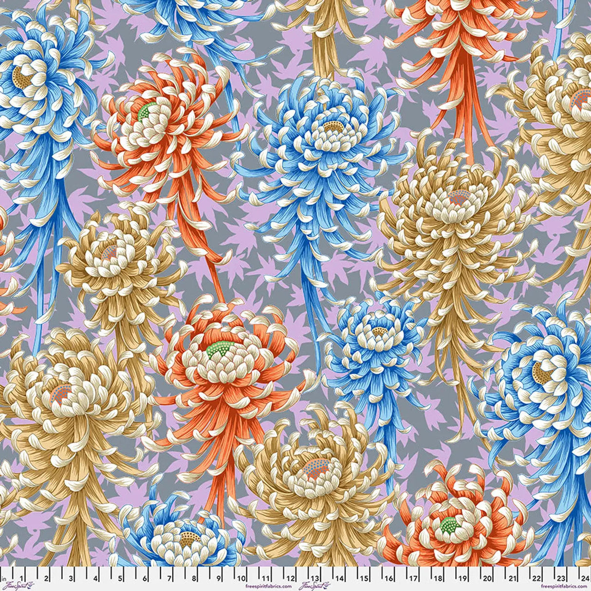 Cotton Fabric Pastel Spider Mums 44/46" Width