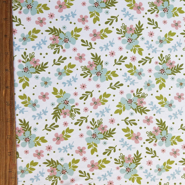 Poly Spandex Swimsuit Fabric Pastel Bouquets