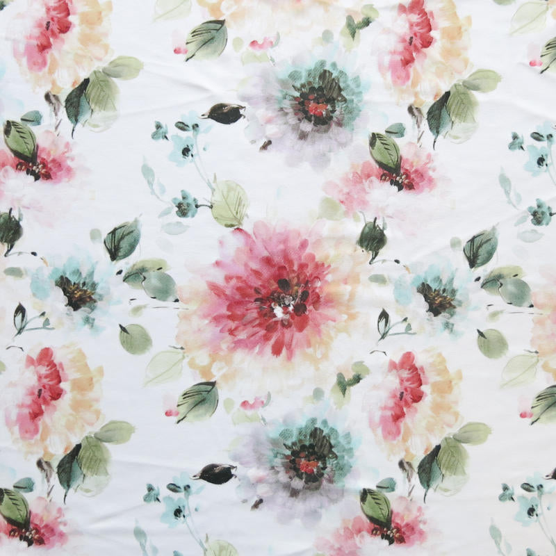 Swim Knit Pastel Floral Poly Spandex Fabric