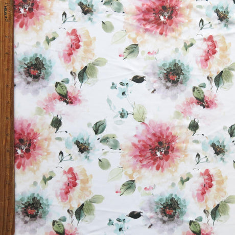 Swim Knit Pastel Floral Poly Spandex Fabric