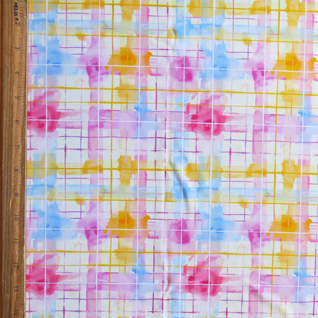 Swim Knit Poly Spandex Pastel Painted Plaid