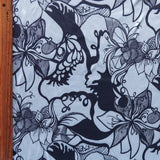 Poly Lycra Athletic Knit Fabric Navy/Baby Blue Floral