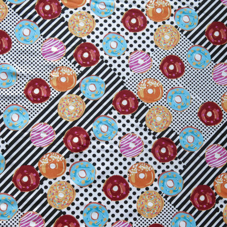 Poly Spandex Swimsuit Fabric Patchwork Donuts