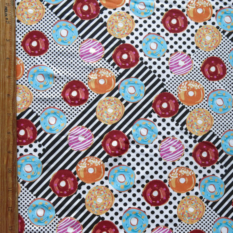 Poly Spandex Swimsuit Fabric Patchwork Donuts