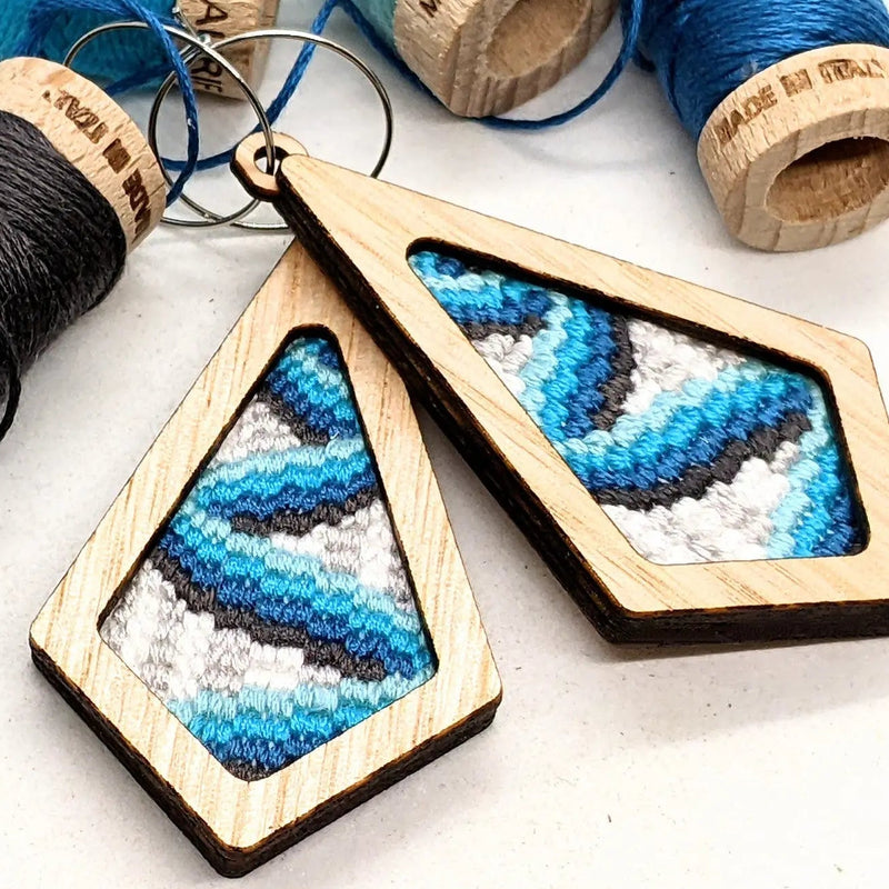 Bargello Needlework Earrings Eucalypt