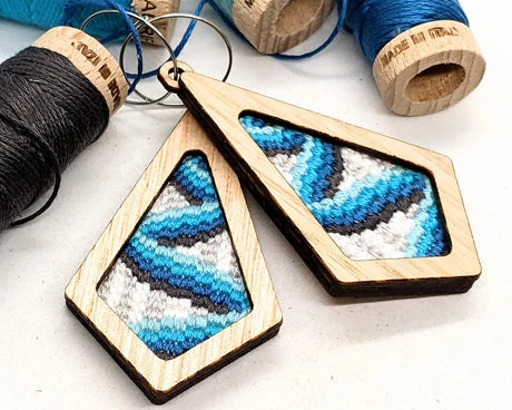 Bargello Needlework Earrings Eucalypt