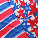 Patriotic Stars And Stripes Nylon Spandex Fabric - Red And Blue On White, Stars Or Stripes Pattern, 58-60" Width (1 Yard)