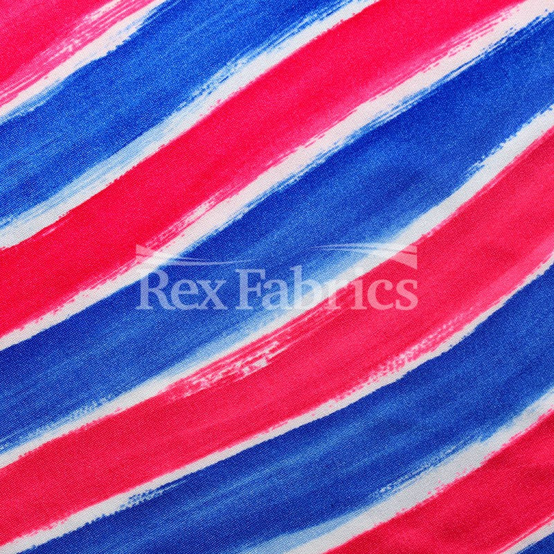 Patriotic Stars And Stripes Nylon Spandex Fabric - Red And Blue On White, Stars Or Stripes Pattern, 58-60" Width (1 Yard)