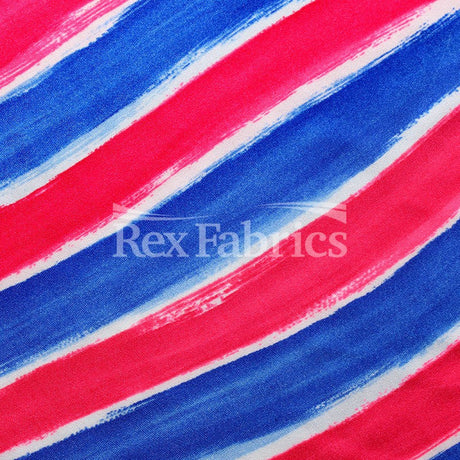 Patriotic Stars And Stripes Nylon Spandex Fabric - Red And Blue On White, Stars Or Stripes Pattern, 58-60" Width (1 Yard)