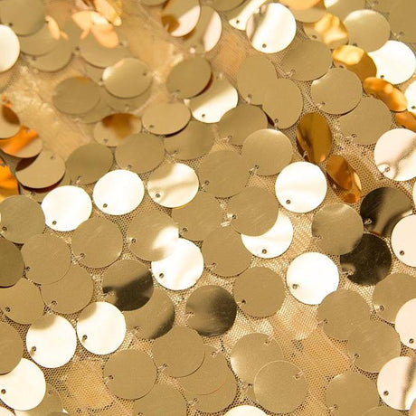 Gold Big Dot Large Paillette Sequin on Mesh Fabric