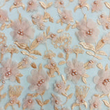 Beaded 3D Floral Lace Fabric