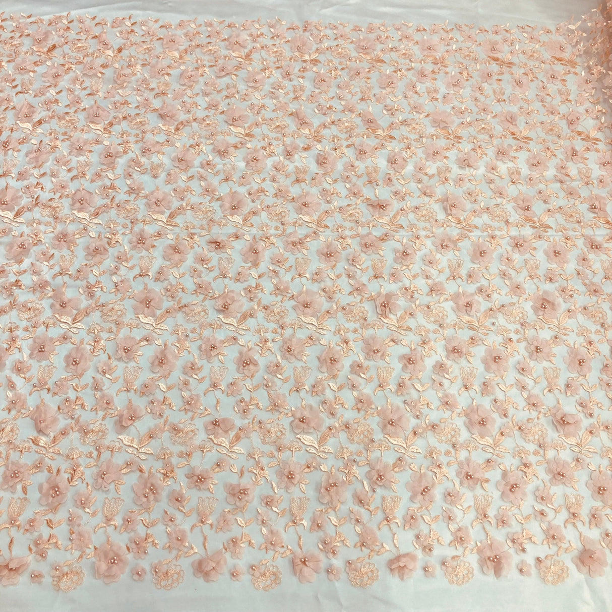 Beaded 3D Floral Lace Fabric 49"