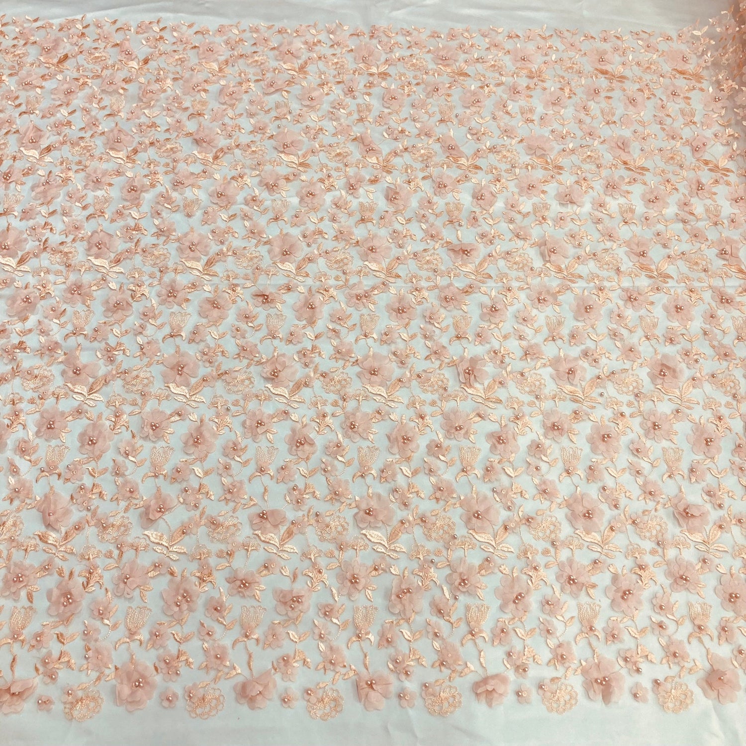 Beaded 3D Floral Lace Fabric 49"