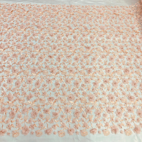 Beaded 3D Floral Lace Fabric 49"