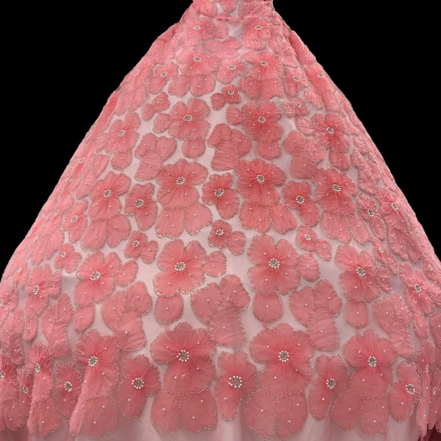 Beaded 3D Floral Lace Fabric