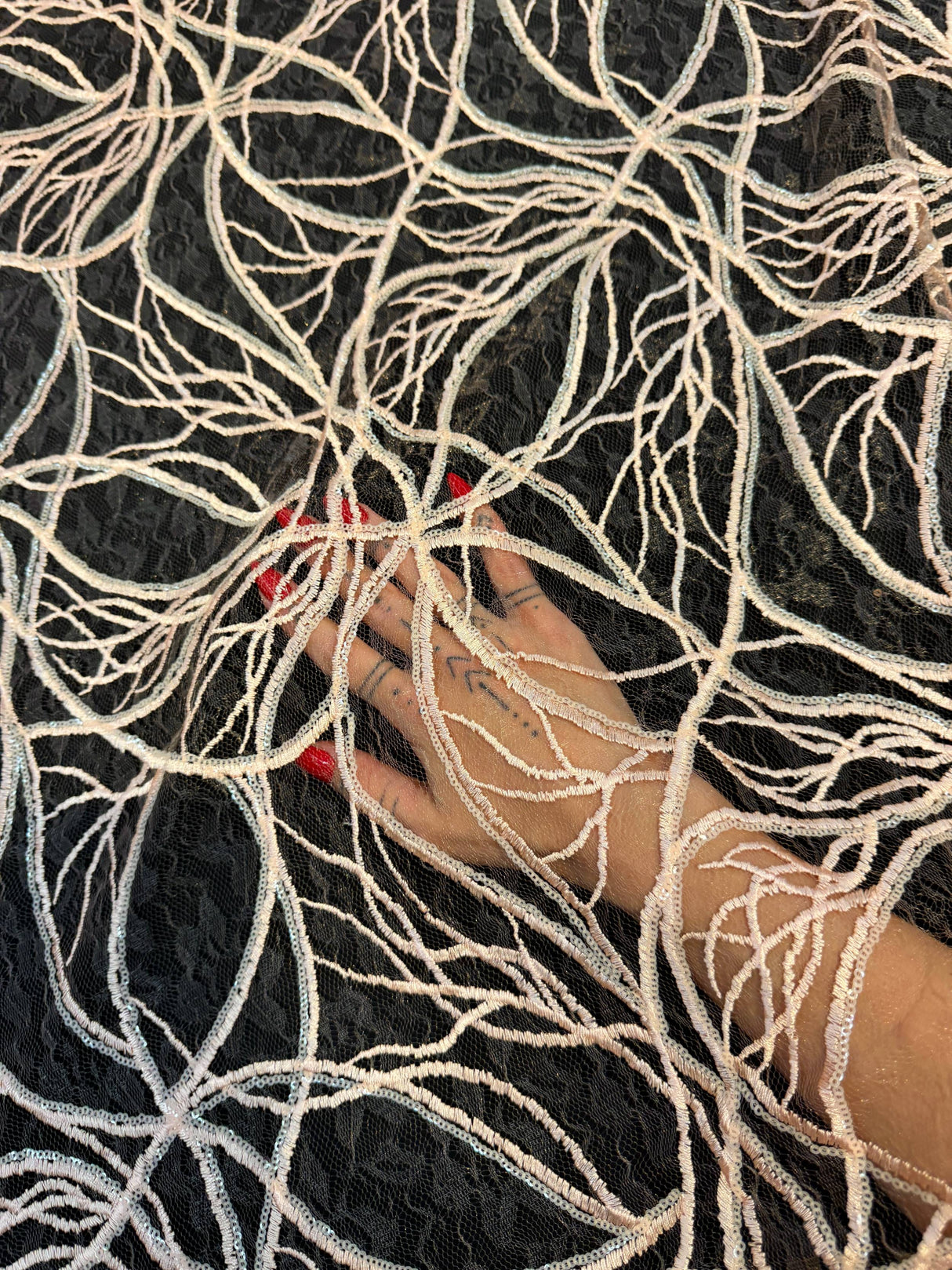 Stretch Sequin Embroidered Mesh