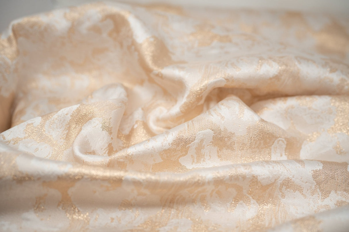 Metallic Brocade Peach Clouds Fabric