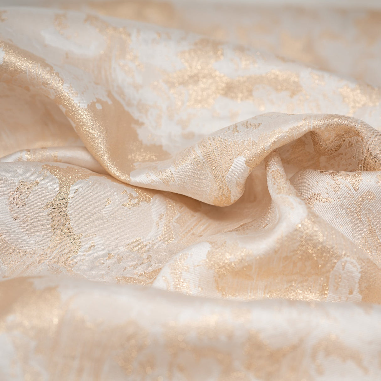 Metallic Brocade Peach Clouds Fabric