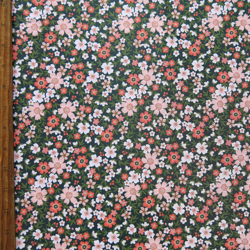 Swim Knit Peachy Keen Ditsy Floral Poly Spandex Fabric