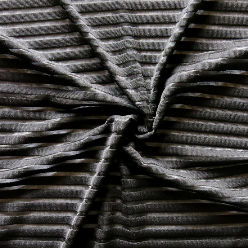 Black Lycra Stripe Mesh Fabric