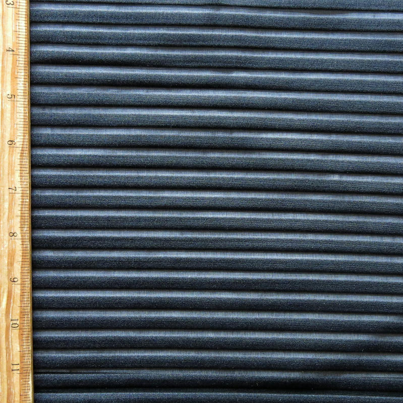 Black Lycra Stripe Mesh Fabric