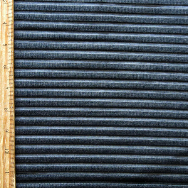 Black Lycra Stripe Mesh Fabric