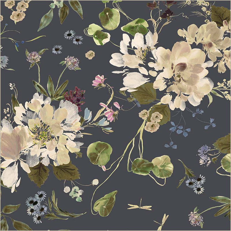 Cotton Fabric Peony Garden Indigo Wideback 108/109"