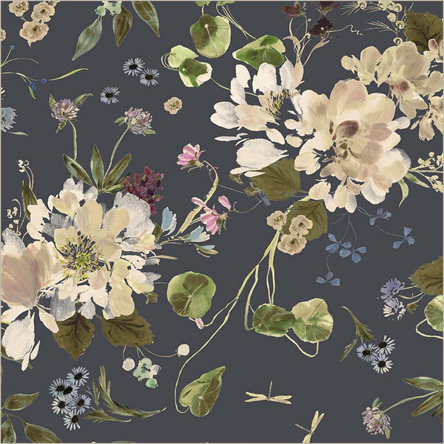 Cotton Fabric Peony Garden Indigo Wideback 108/109"
