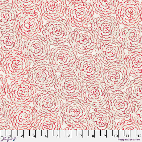 Cotton Fabric Peony Red Flourish And Bloom 44/45"