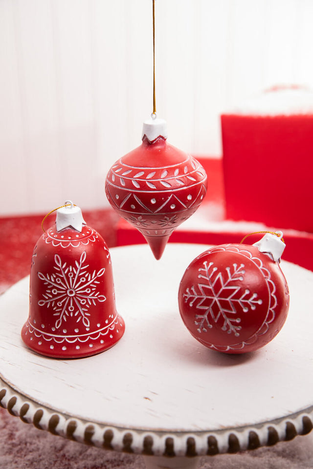 5” Red Resin Snowflake Ornament