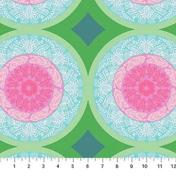 Cotton Print Fabric Perennial Borders Doily in Powder 44/45"
