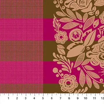 Cotton Wideback Fabric Perennial Borders Festival in Coffee 108"