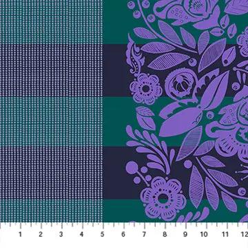 Cotton Wideback Fabric Perennial Borders Festival in Ocean 108"