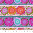 Cotton Print Fabric Perennial Borders Line Dance in Bouquet 44/45"