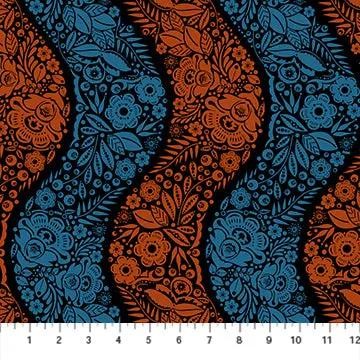 Cotton Print Perennial Borders Village Path in Night 44/45" Fabric