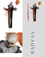 62 in. Touch-Activated Animatronic Clown Halloween Decoration