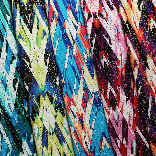 Perplexed Polyester Spandex Tricot Fabric - Multicolor Ikat Diamond Geometric, 58/60" Width (1 Yard)