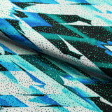 Perplexed Polyester Spandex Tricot Fabric - Multicolor Ikat Diamond Geometric, 58/60" Width (1 Yard)