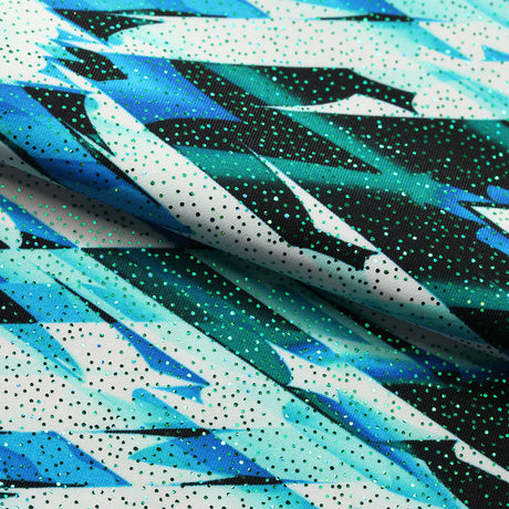 Perplexed Polyester Spandex Tricot Fabric - Multicolor Ikat Diamond Geometric, 58/60" Width (1 Yard)