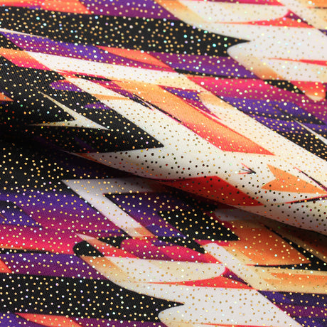 Perplexed Polyester Spandex Tricot Fabric - Multicolor Ikat Diamond Geometric, 58/60" Width (1 Yard)