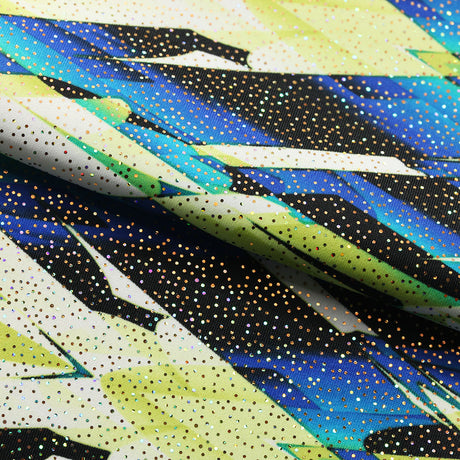 Perplexed Polyester Spandex Tricot Fabric - Multicolor Ikat Diamond Geometric, 58/60" Width (1 Yard)