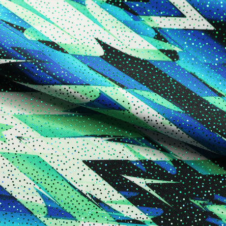Perplexed Polyester Spandex Tricot Fabric - Multicolor Ikat Diamond Geometric, 58/60" Width (1 Yard)