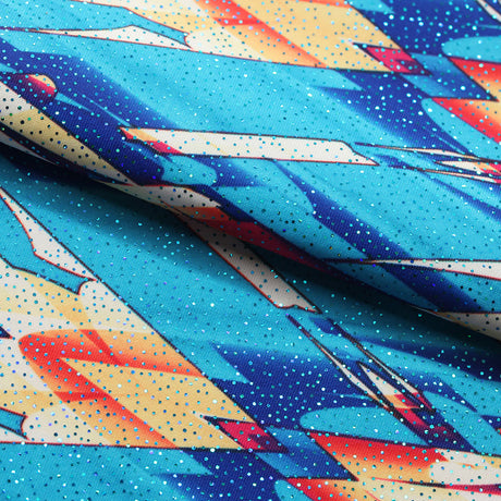 Perplexed Polyester Spandex Tricot Fabric - Multicolor Ikat Diamond Geometric, 58/60" Width (1 Yard)