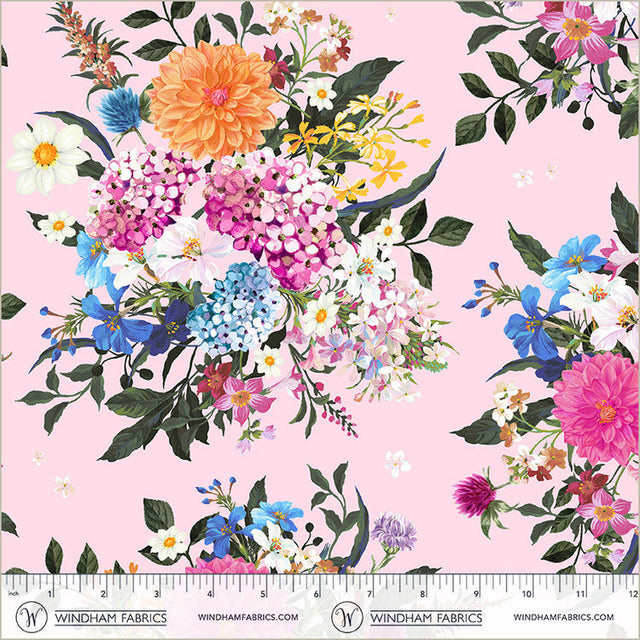 Cotton Print Petal Bountiful Bouquets Midnight Blooms 44/45" Fabric