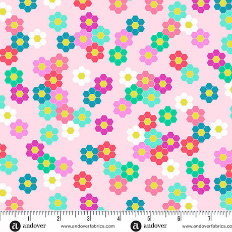 Cotton Fabric Petal Hexie Garden Color Pop Playground 44/45"