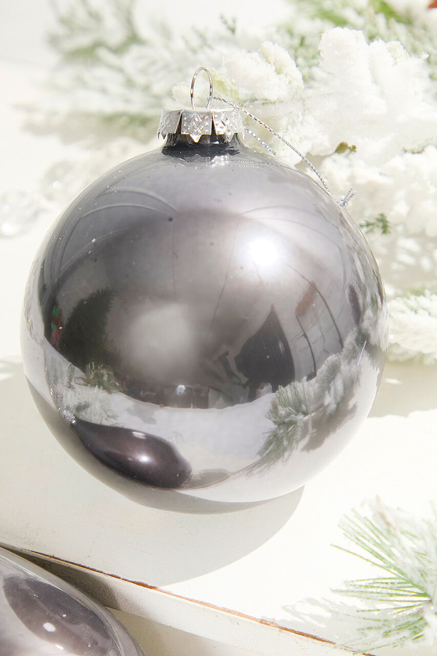 4" - 6" Pewter Glass Finial and Ball Ornaments